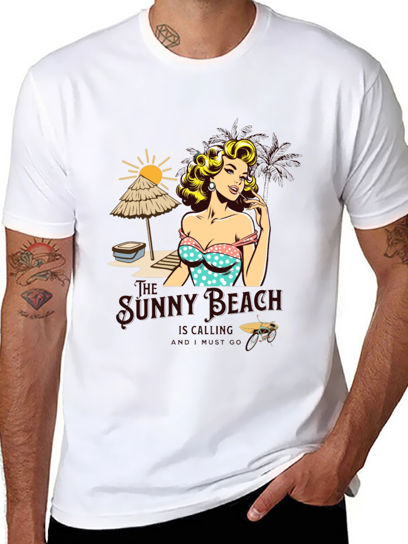 Sunny Beach Pin-Up Graphic T-Shirt