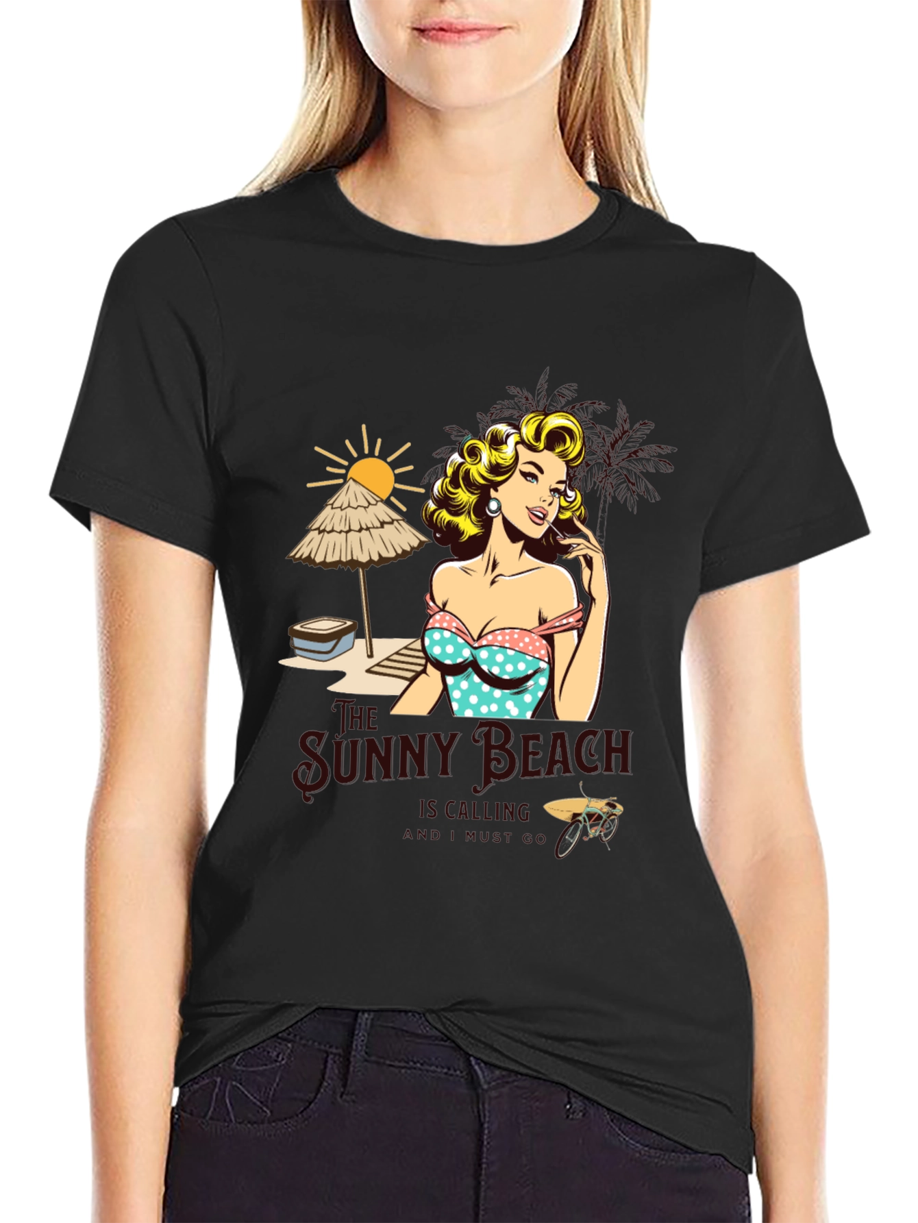 Sunny Beach Pin-Up Graphic T-Shirt