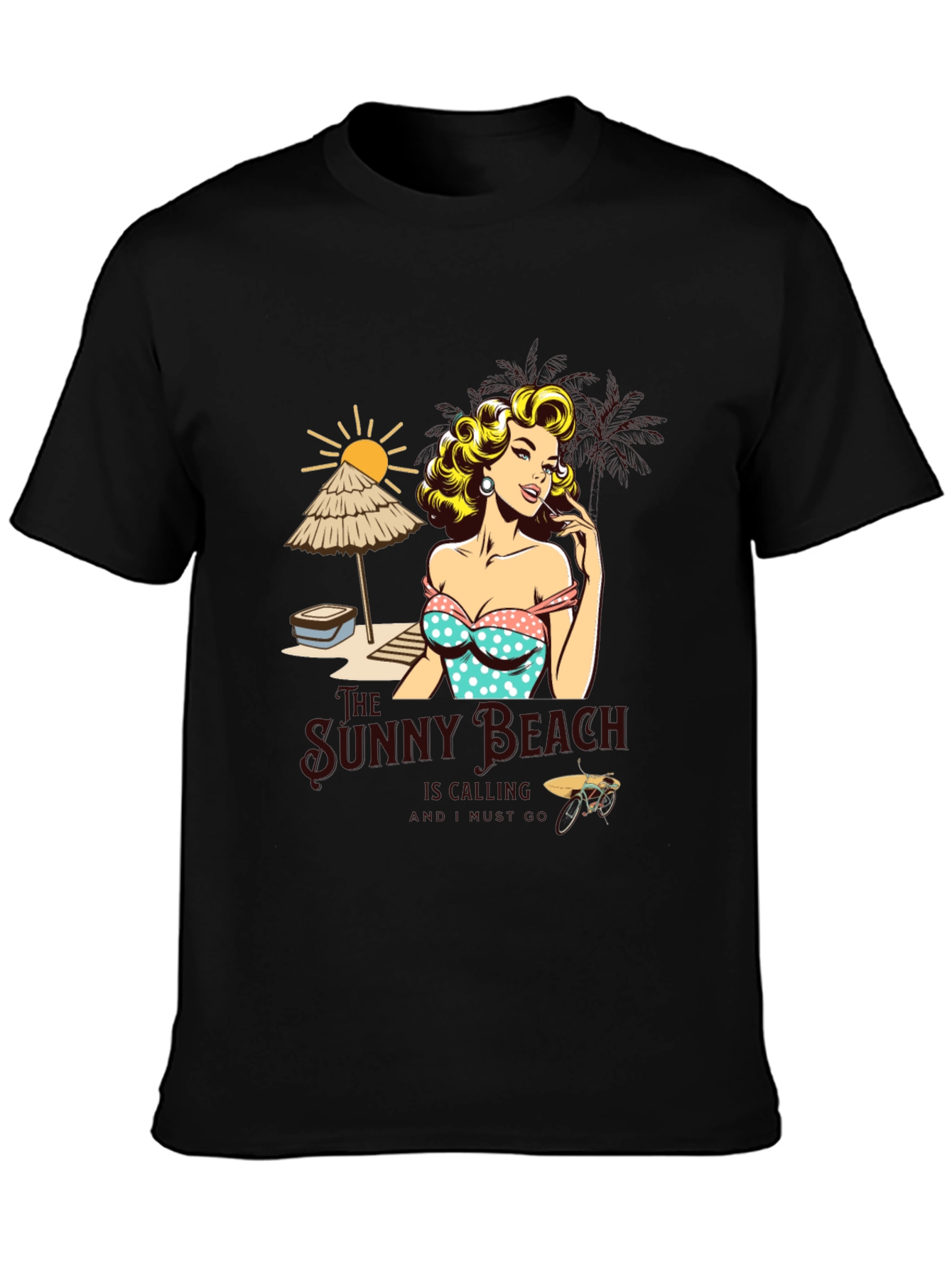 Sunny Beach Pin-Up Graphic T-Shirt