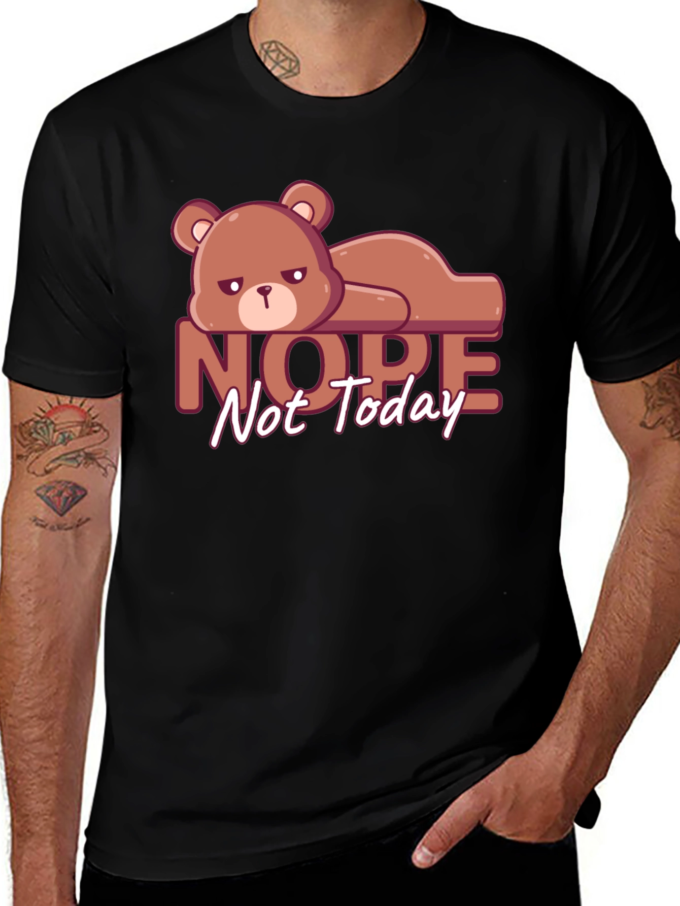 Nope Not Today T-Shirt Lazy Bear Graphic Tee