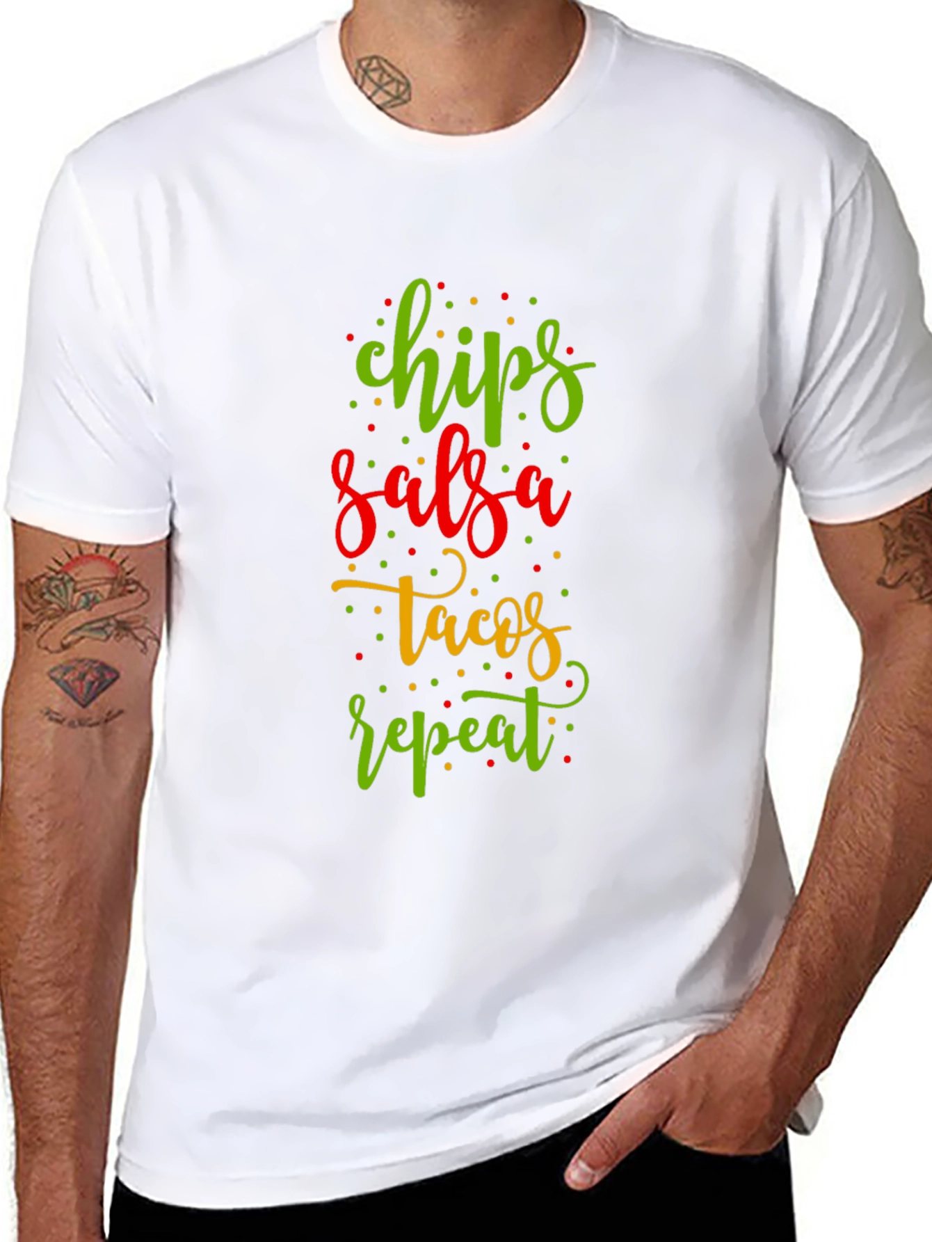 Chips Salsa Tacos Repeat Funny Graphic Tee