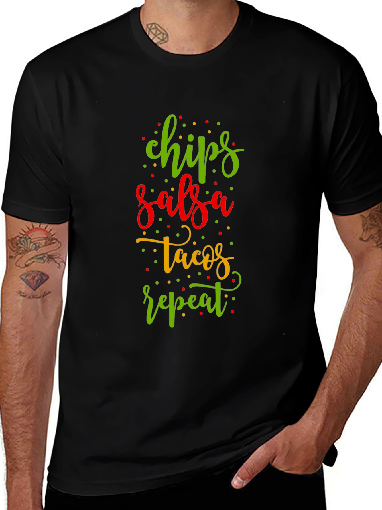 Chips Salsa Tacos Repeat Funny Graphic Tee