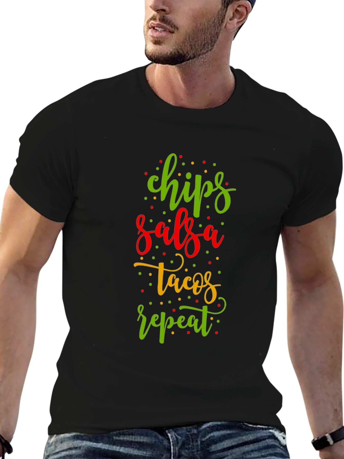 Chips Salsa Tacos Repeat Funny Graphic Tee