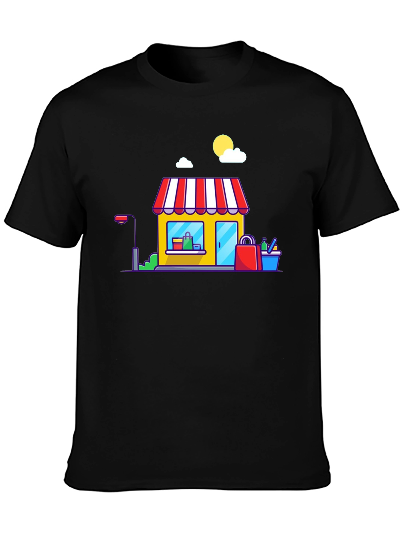 Cartoon Storefront Black T-Shirt