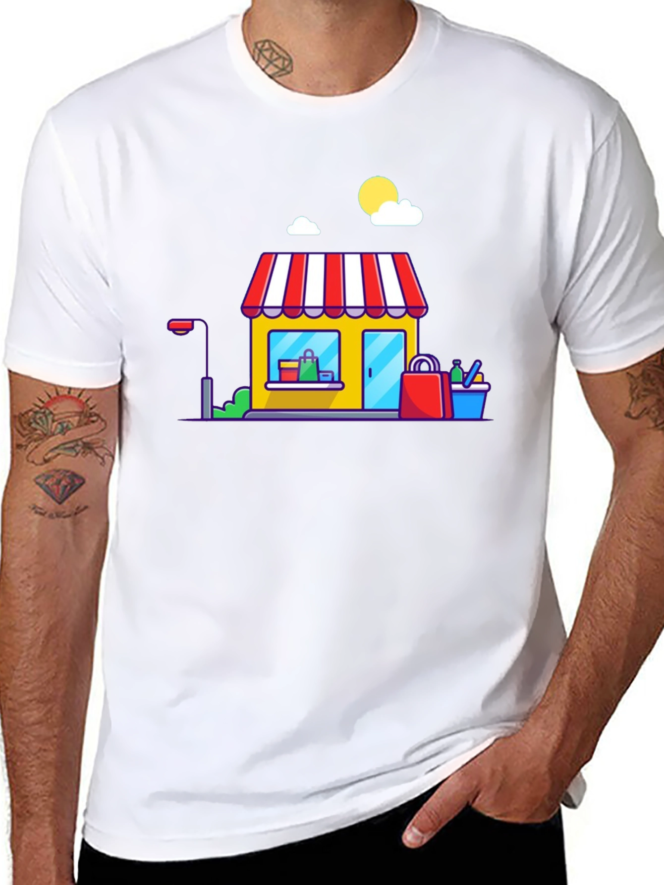 Cartoon Storefront Black T-Shirt