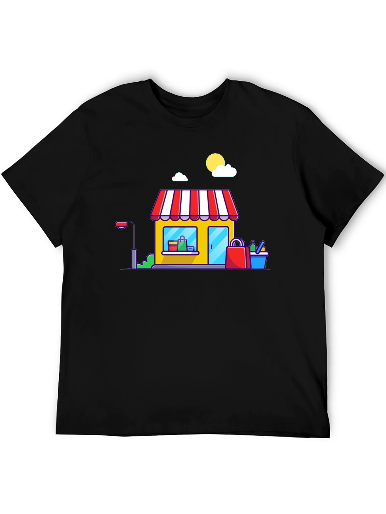 Cartoon Storefront Black T-Shirt