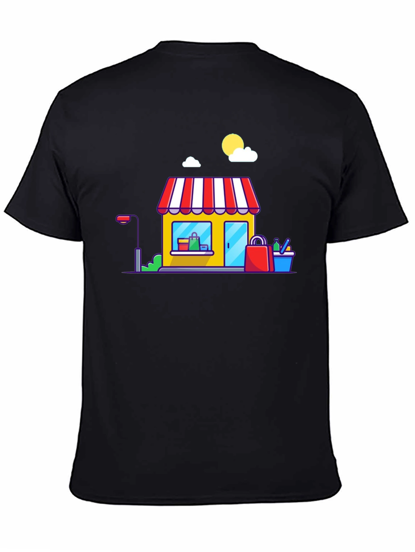 Cartoon Storefront Black T-Shirt