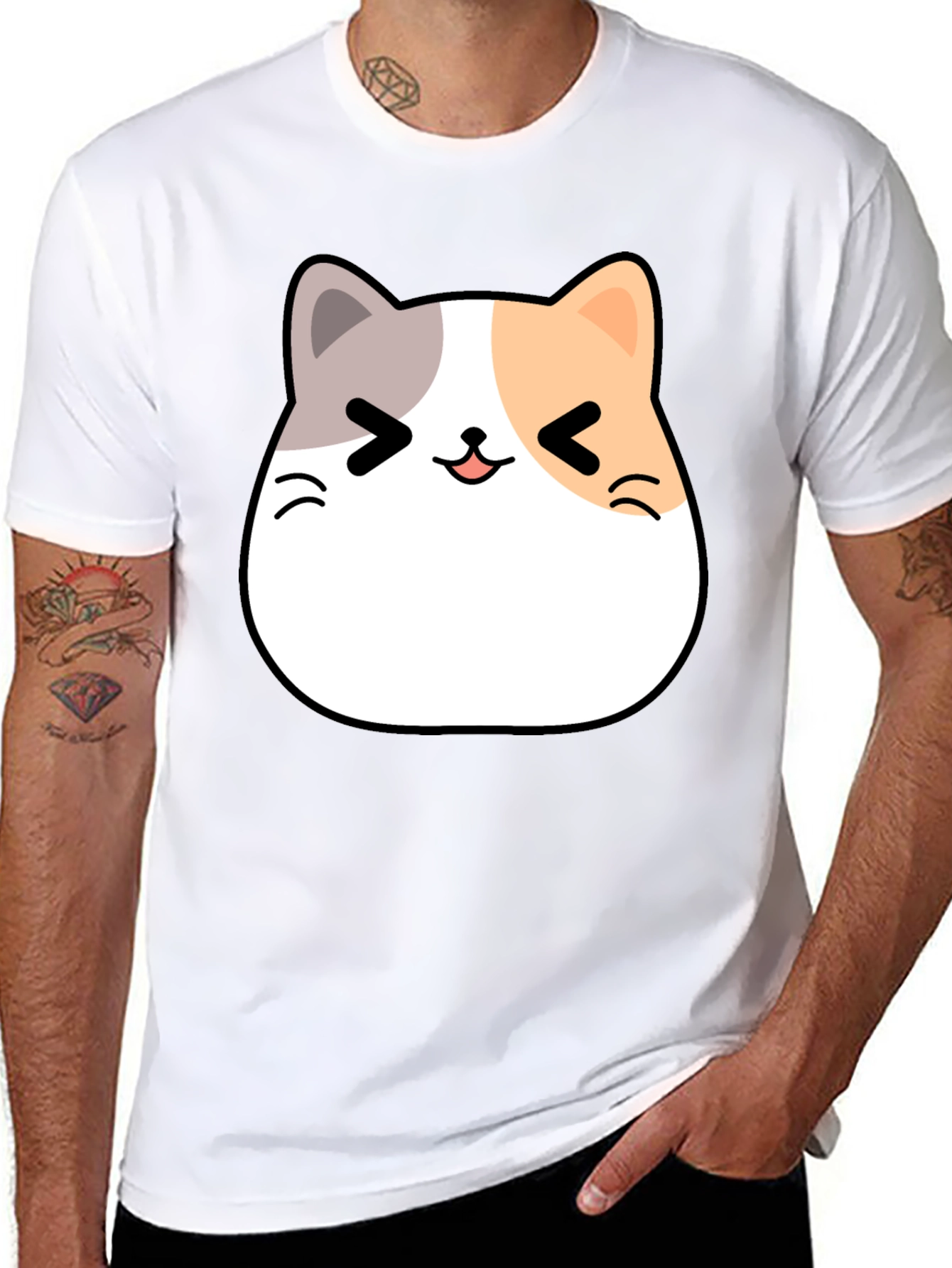 Kawaii Cat Graphic T-Shirt - Unisex Black Tee