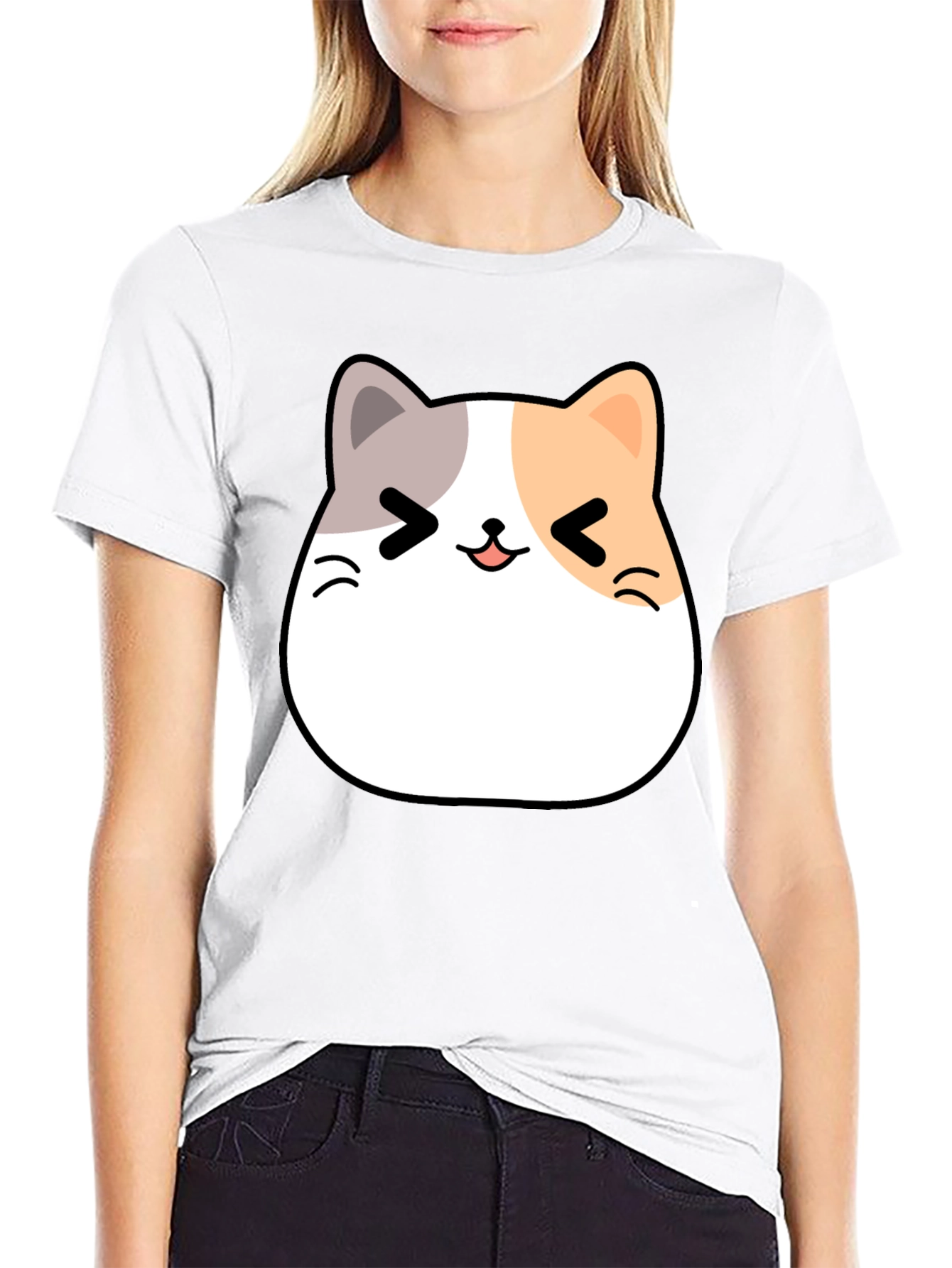 Kawaii Cat Graphic T-Shirt - Unisex Black Tee