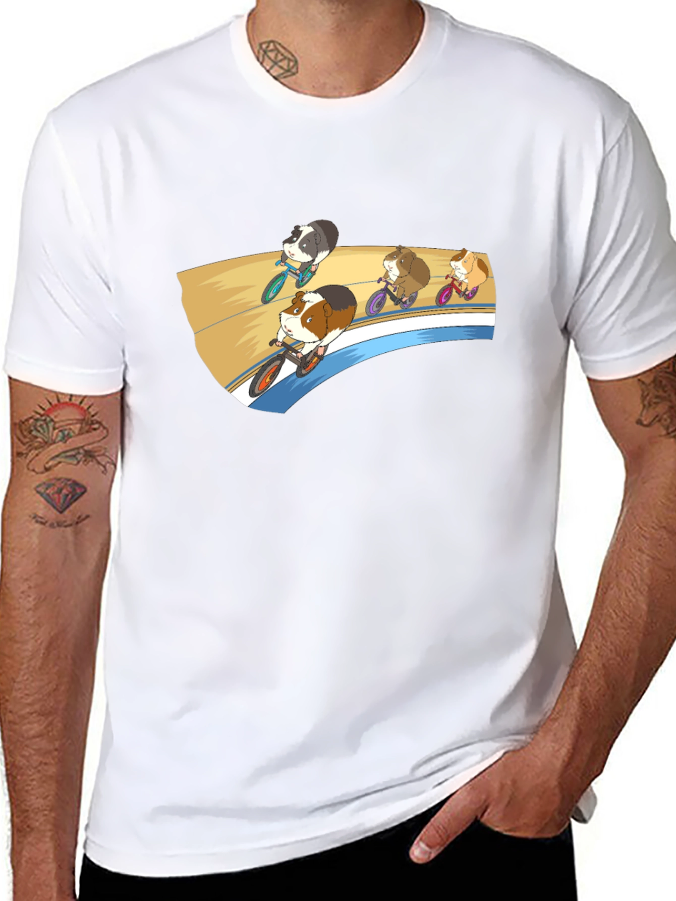 Guinea Pig Cycling Race Graphic T-Shirt