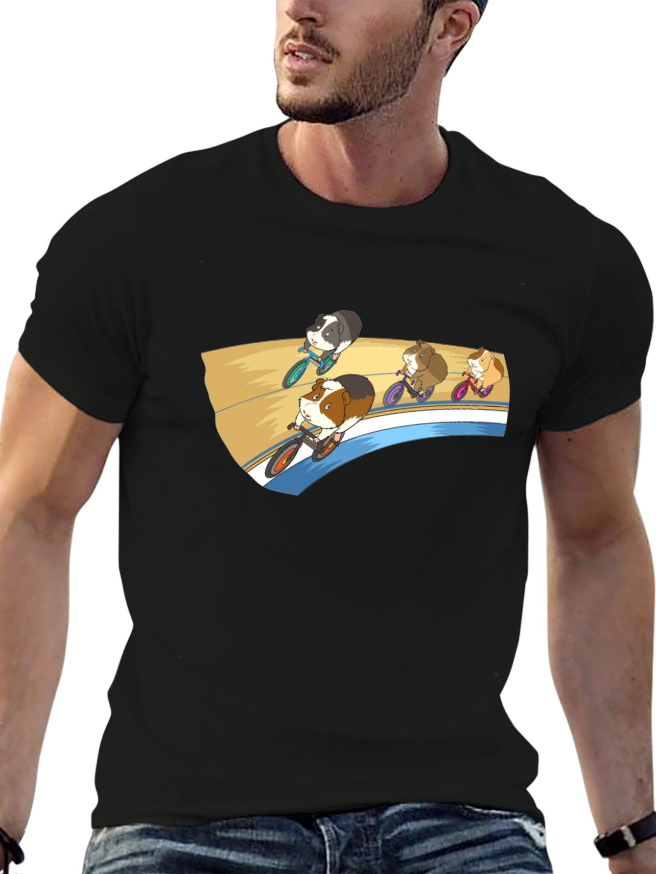 Guinea Pig Cycling Race Graphic T-Shirt