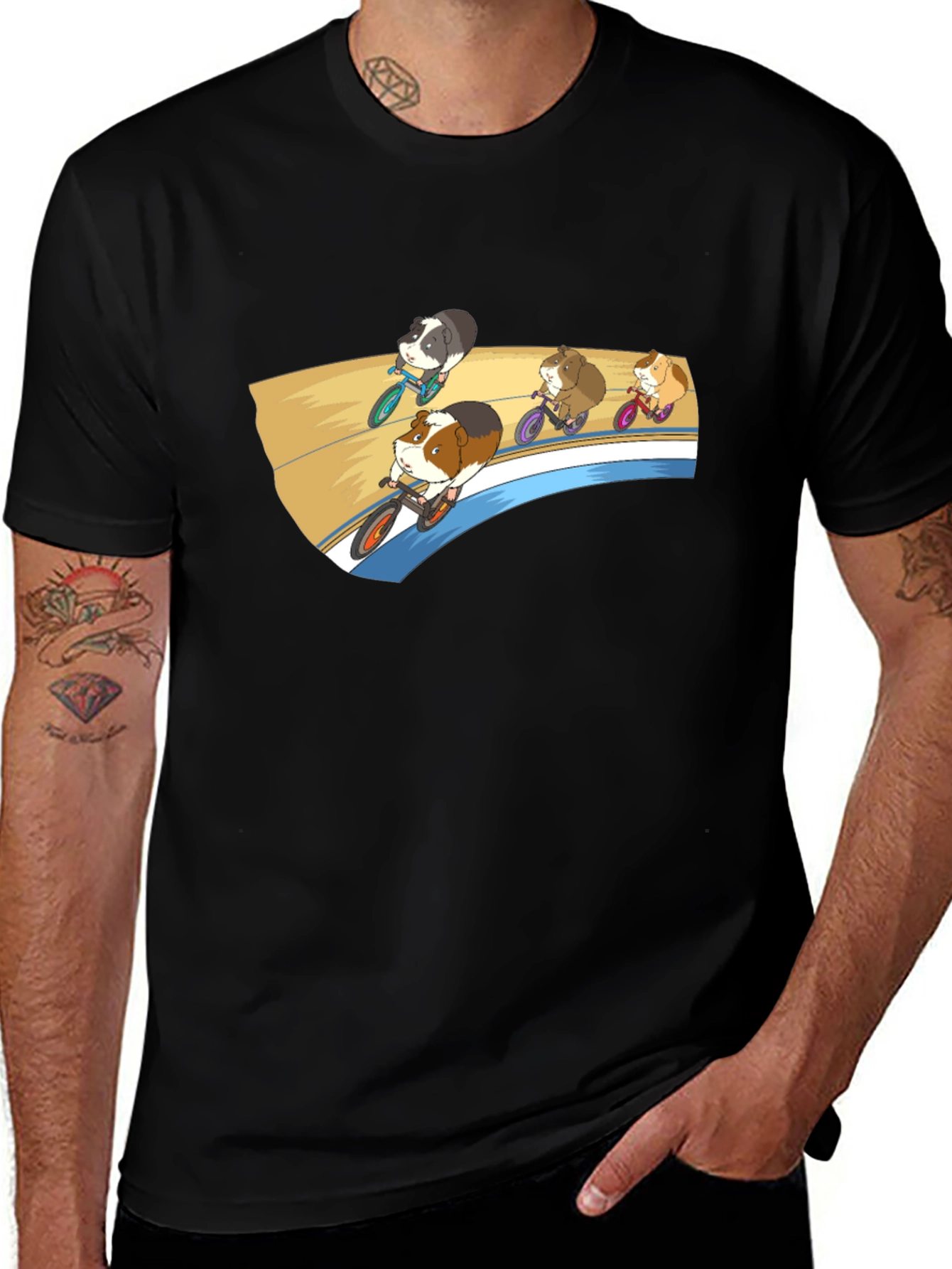 Guinea Pig Cycling Race Graphic T-Shirt
