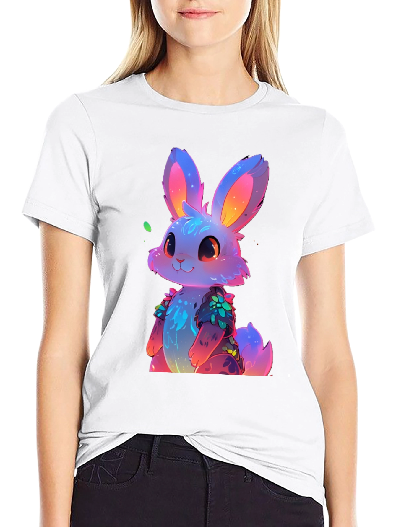 Neon Bunny Graphic Tee - Black