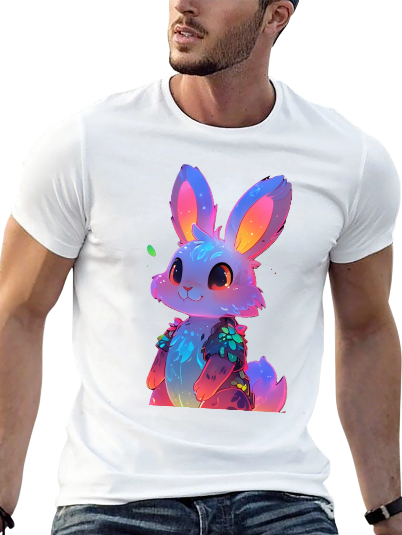 Neon Bunny Graphic Tee - Black
