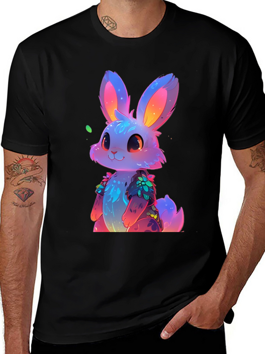 Neon Bunny Graphic Tee - Black