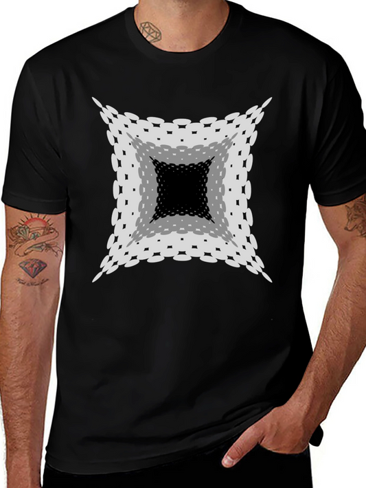 Optical Illusion Graphic Print Black T-Shirt