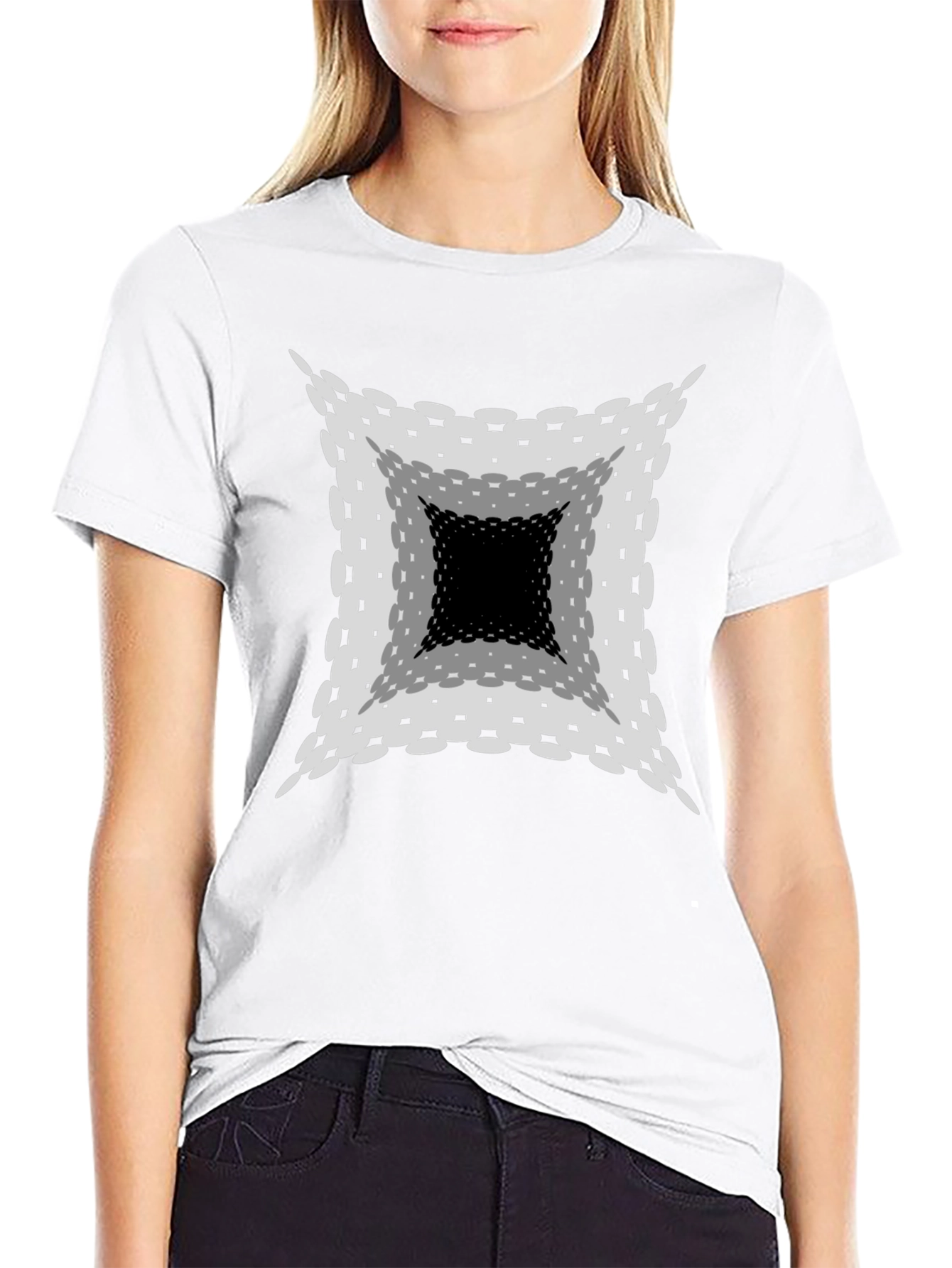 Optical Illusion Graphic Print Black T-Shirt