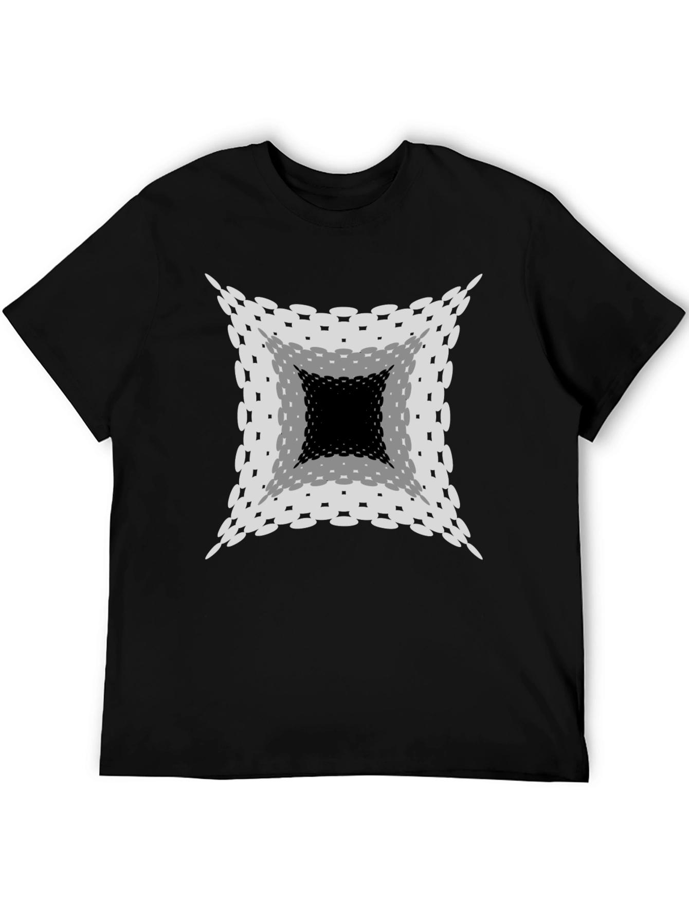 Optical Illusion Graphic Print Black T-Shirt