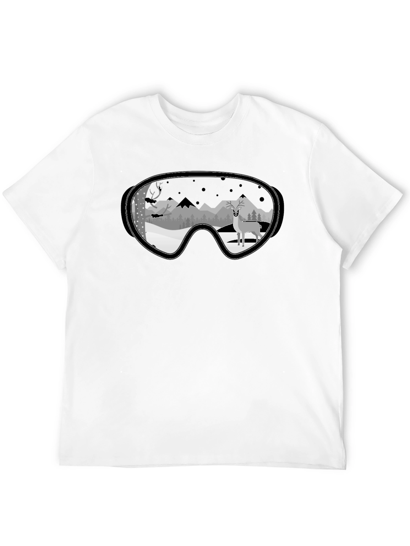 Winter Deer Goggle Graphic Tee - Black
