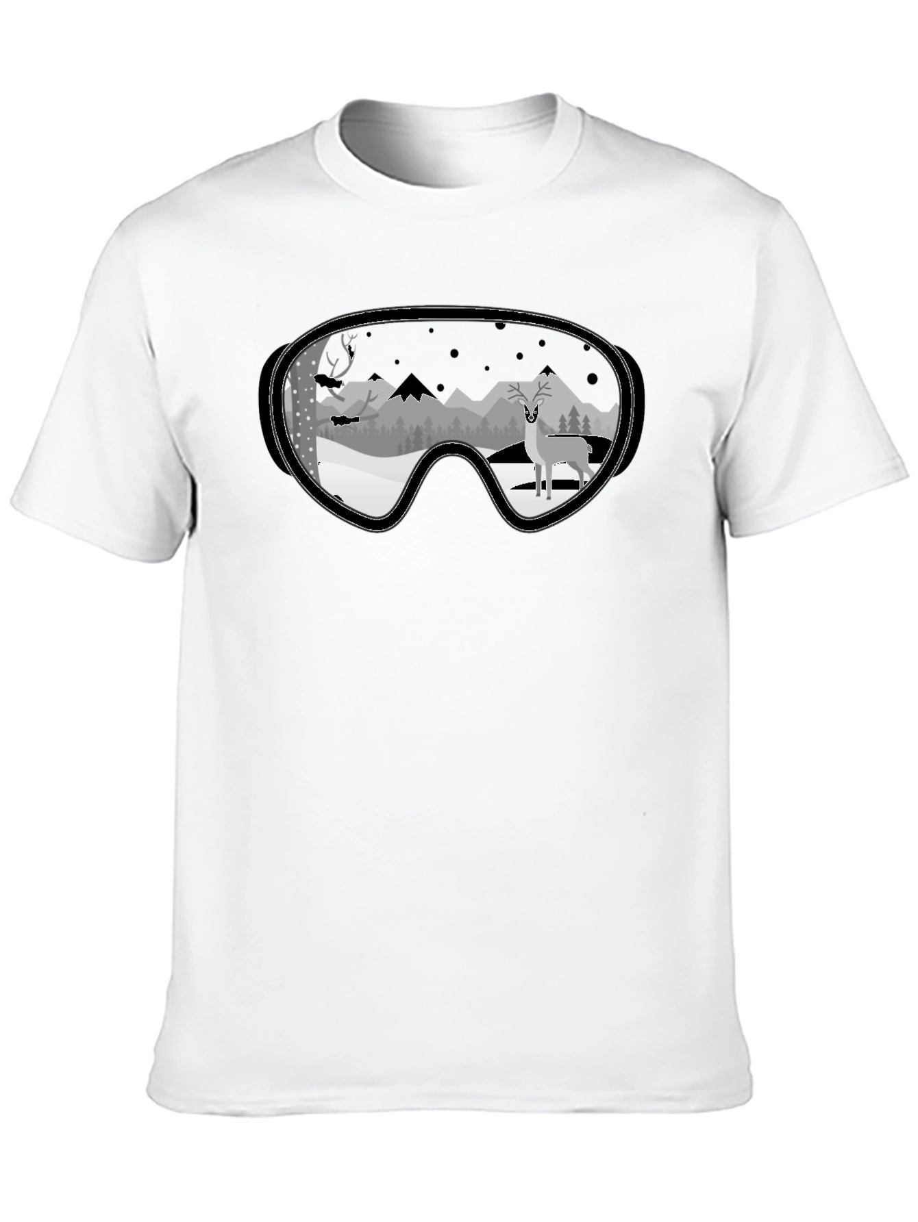 Winter Deer Goggle Graphic Tee - Black