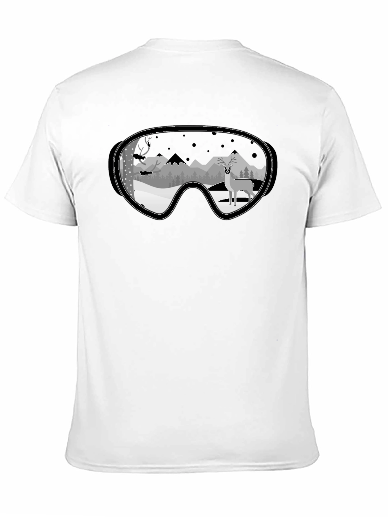 Winter Deer Goggle Graphic Tee - Black