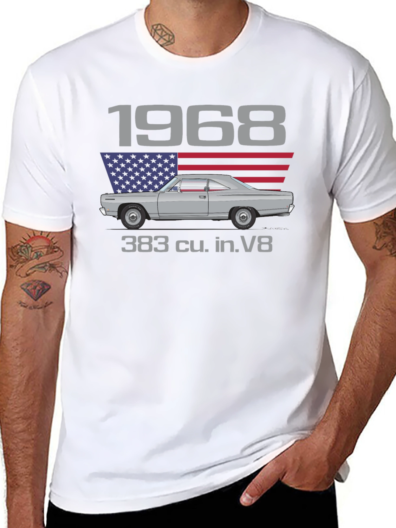 1968 Classic Car Graphic T-Shirt - 383 V8 Engine