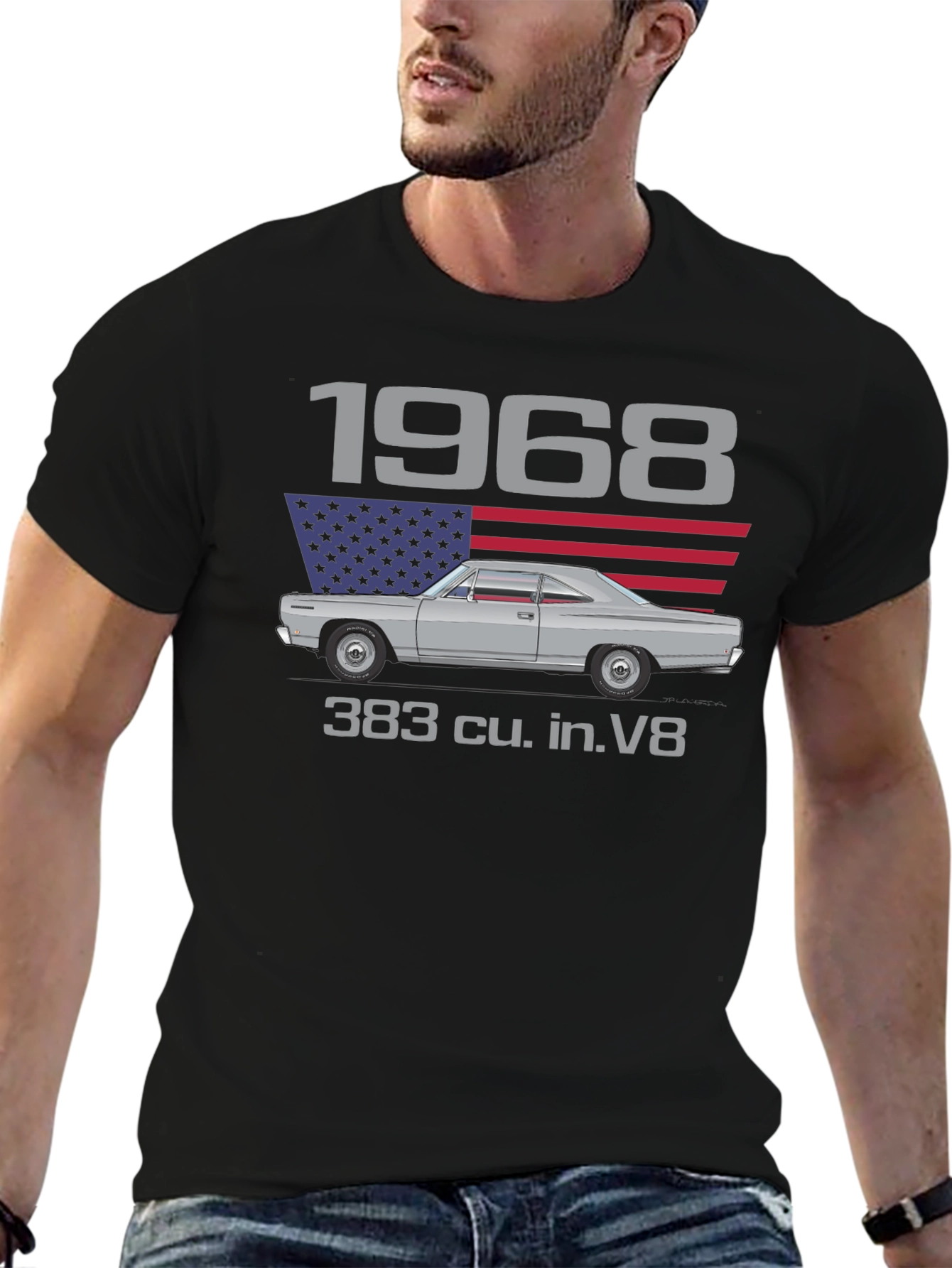 1968 Classic Car Graphic T-Shirt - 383 V8 Engine