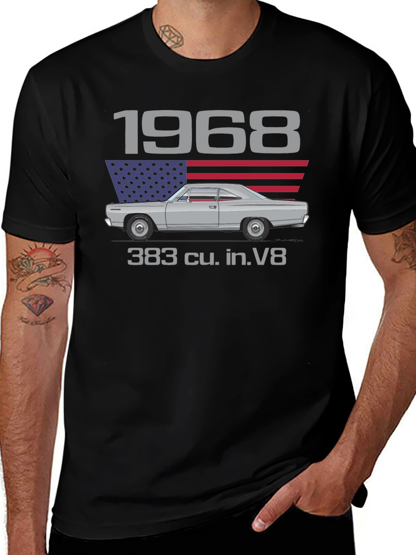 1968 Classic Car Graphic T-Shirt - 383 V8 Engine
