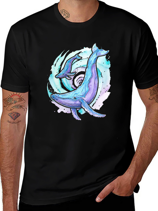 Whale Watercolor Graphic Tee - Black