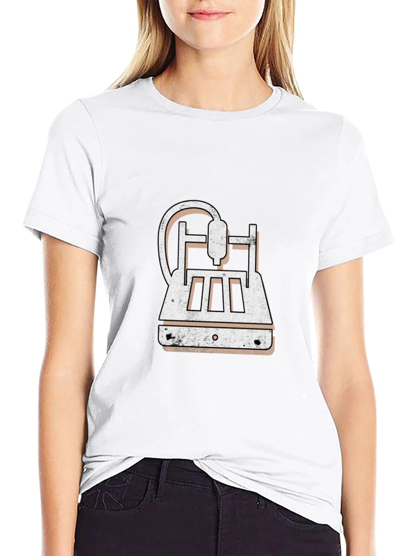 3D Printer Graphic Tee - Black Cotton Blend