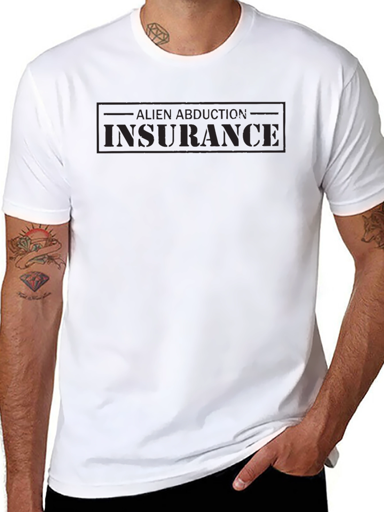 Alien Abduction Insurance Black Graphic Tee
