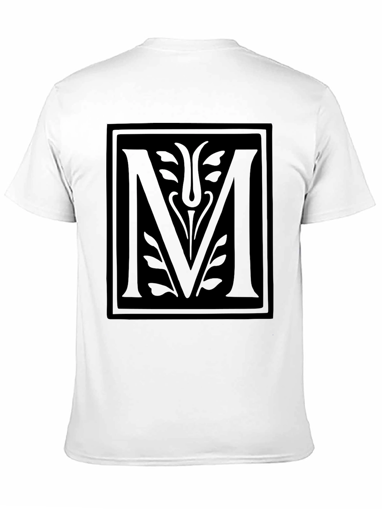 Mens Black T-Shirt with Geometric M Design