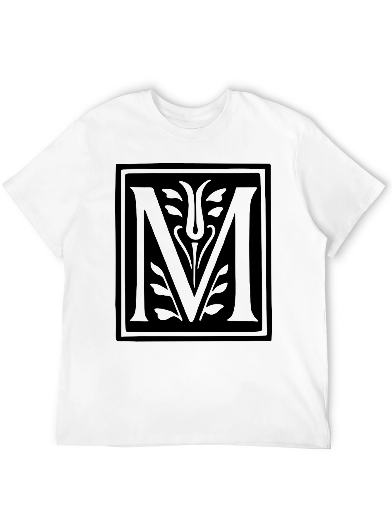 Mens Black T-Shirt with Geometric M Design