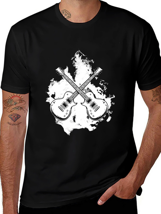 Rock On! Guitar Graphic Black T-Shirt