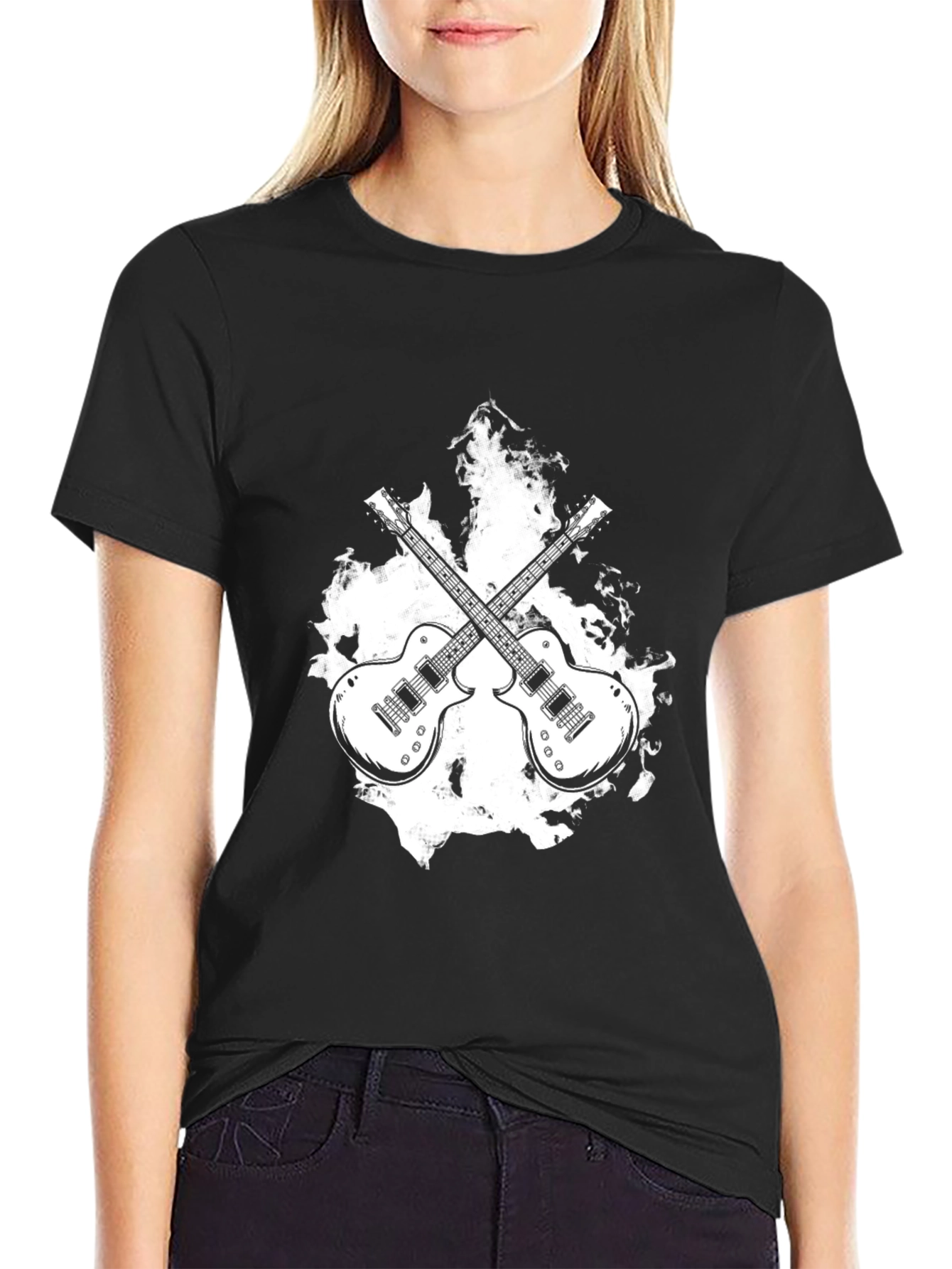 Rock On! Guitar Graphic Black T-Shirt