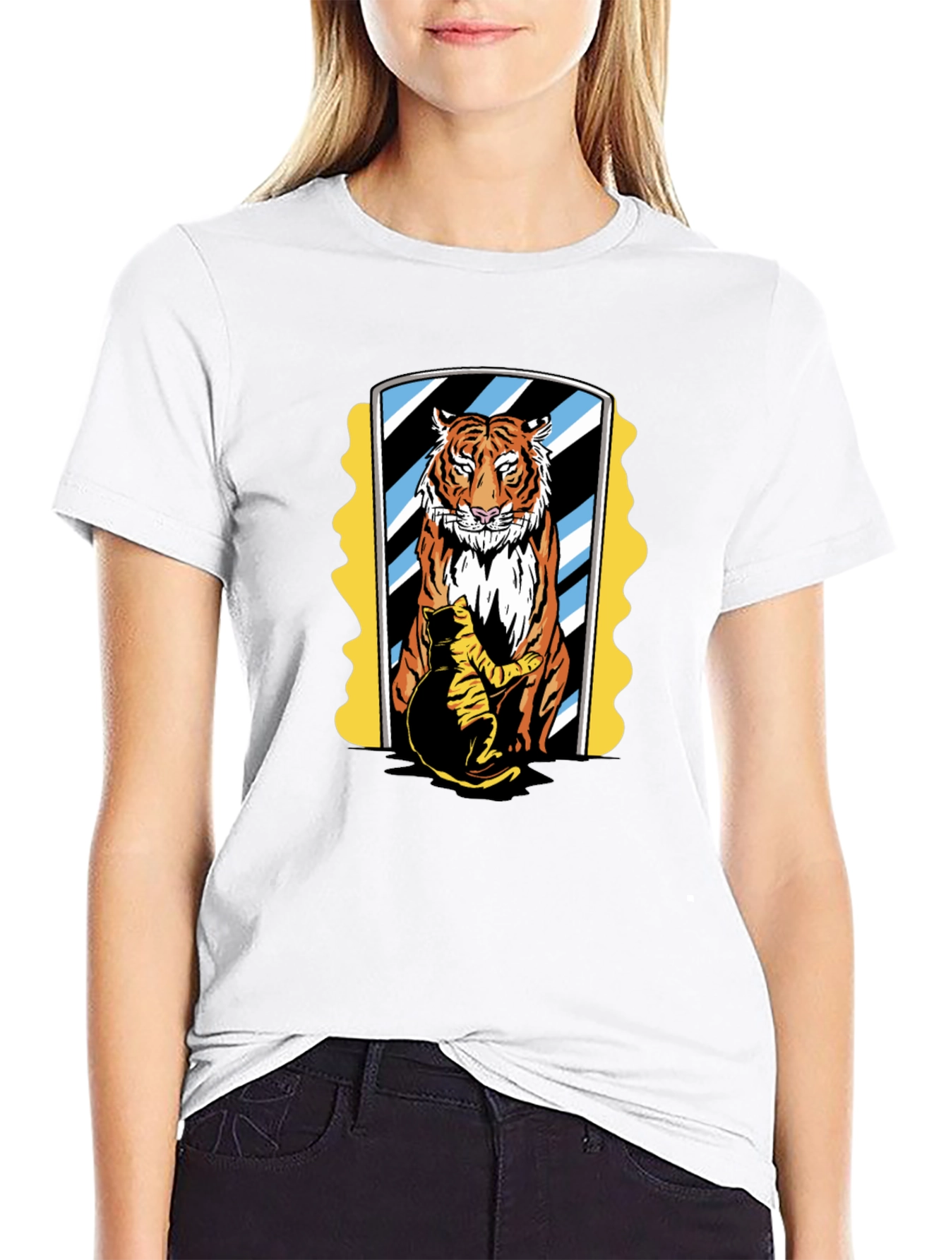 Black Cat & Tiger Mirror Graphic Tee