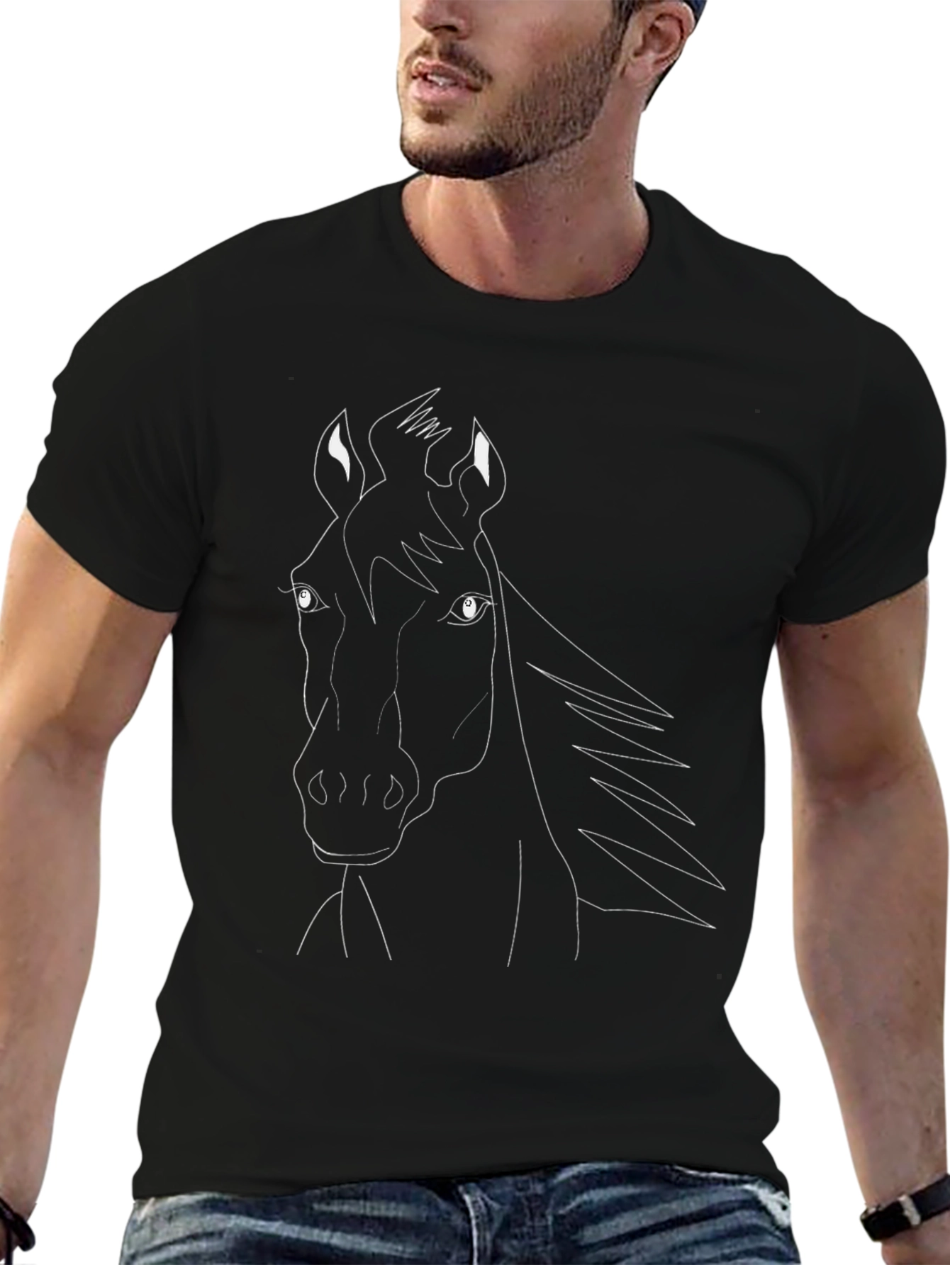 Black Horse Graphic Tee - Stylish Casual Wear