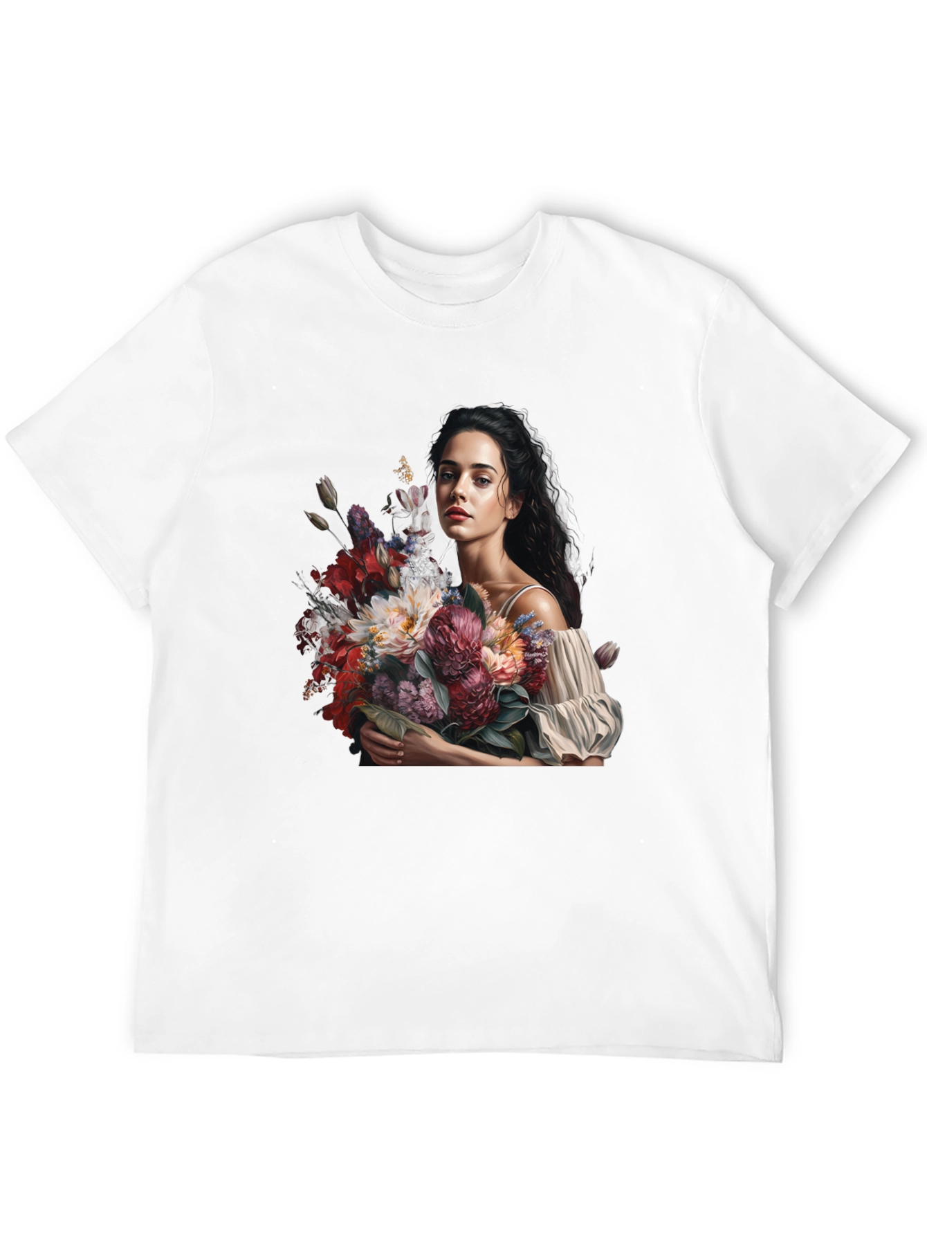 Floral Portrait Black T-Shirt