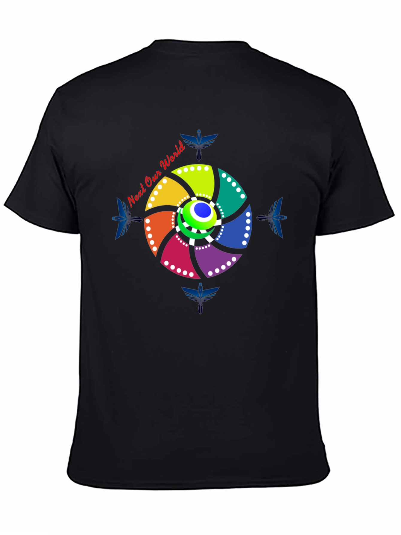 Eye-Catching Circular Design Black T-Shirt
