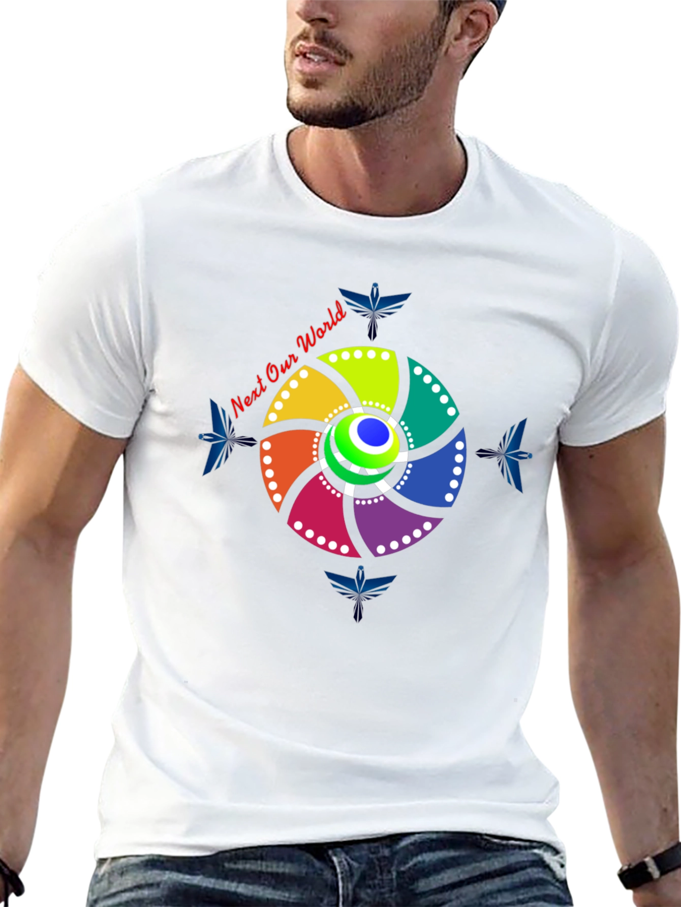 Eye-Catching Circular Design Black T-Shirt