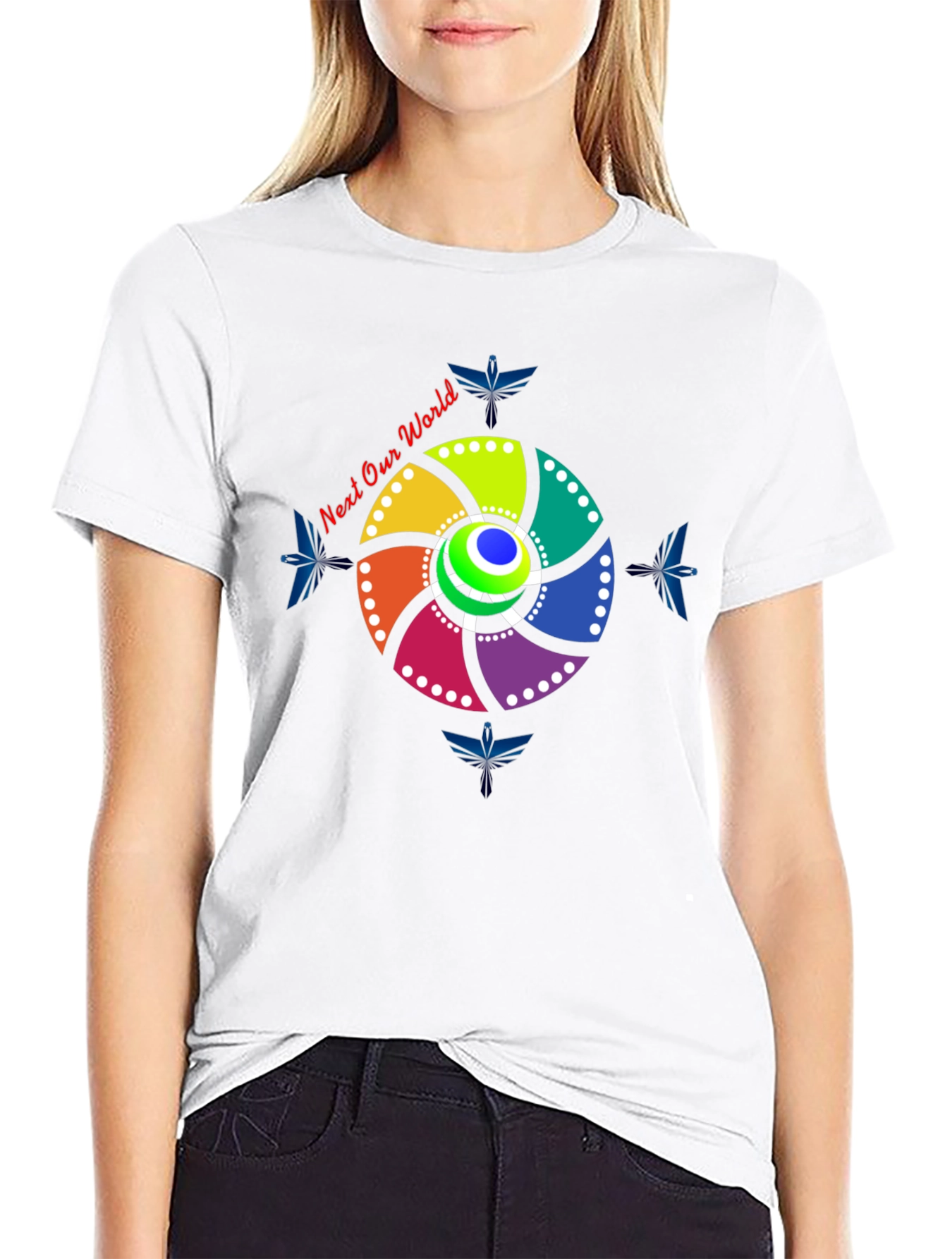 Eye-Catching Circular Design Black T-Shirt