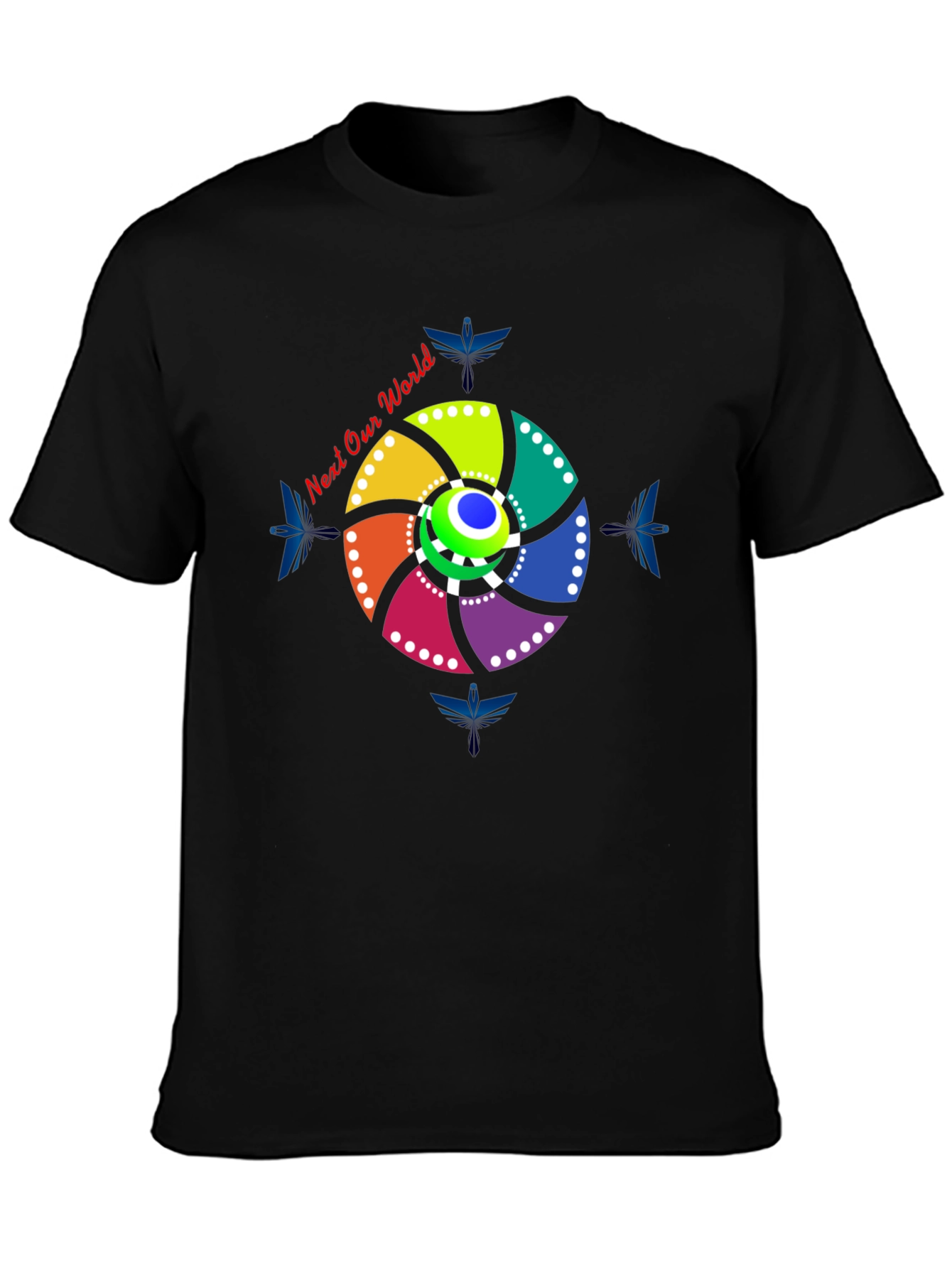 Eye-Catching Circular Design Black T-Shirt