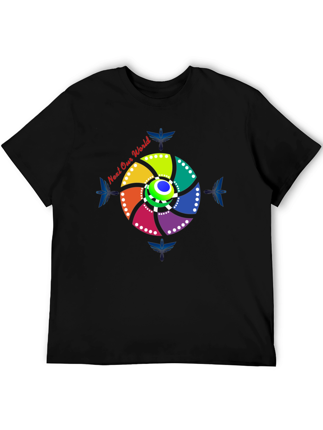 Eye-Catching Circular Design Black T-Shirt