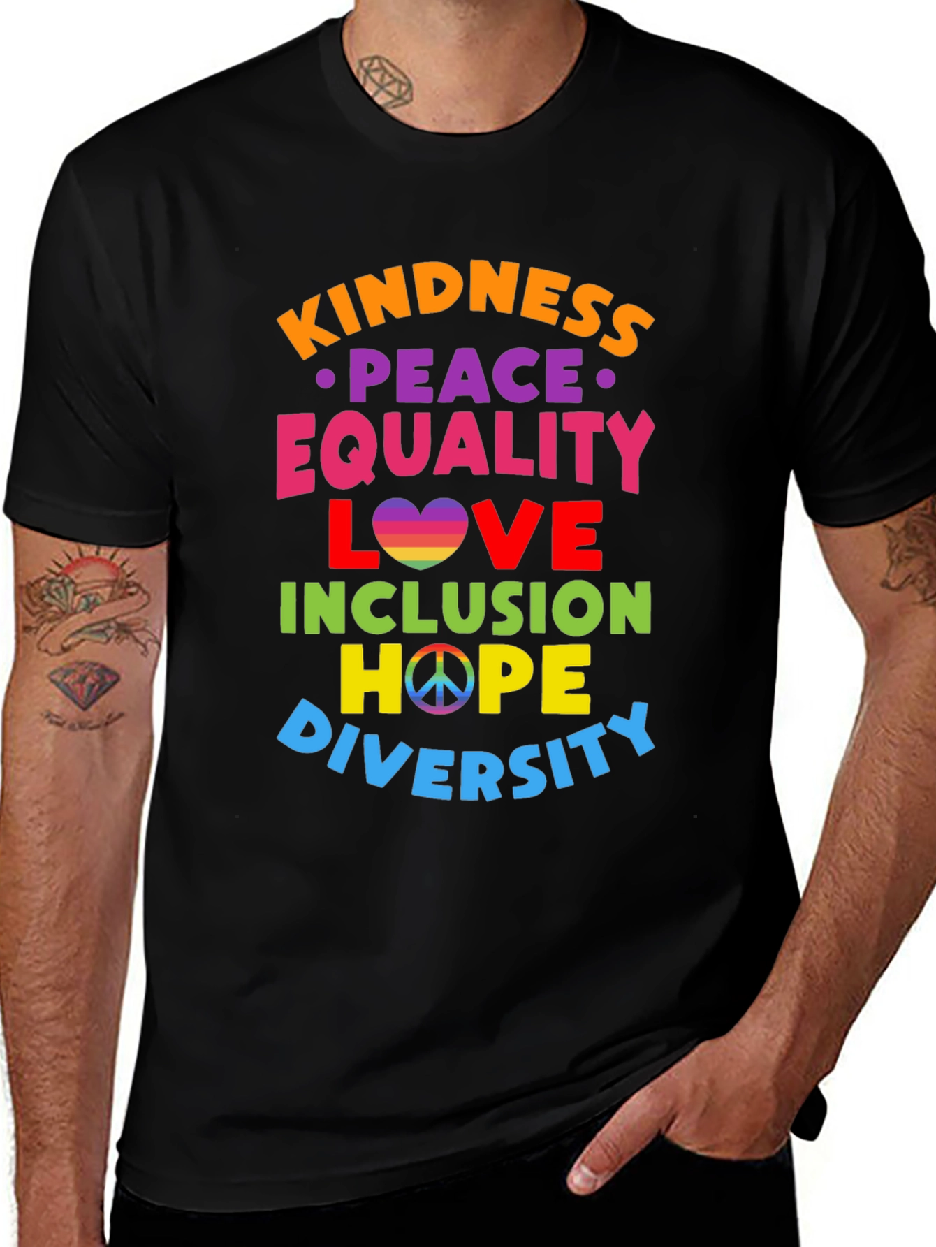 Kindness Peace Equality Love Inclusion Hope Diversity T-Shirt