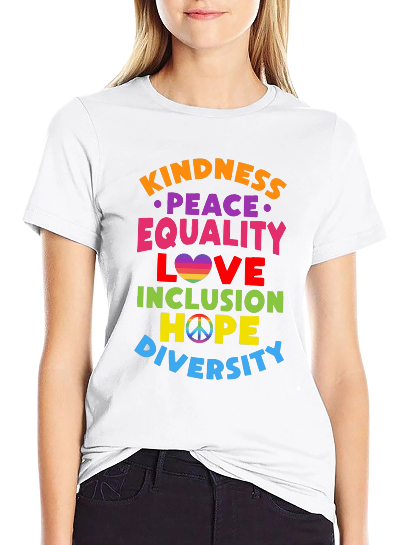 Kindness Peace Equality Love Inclusion Hope Diversity T-Shirt