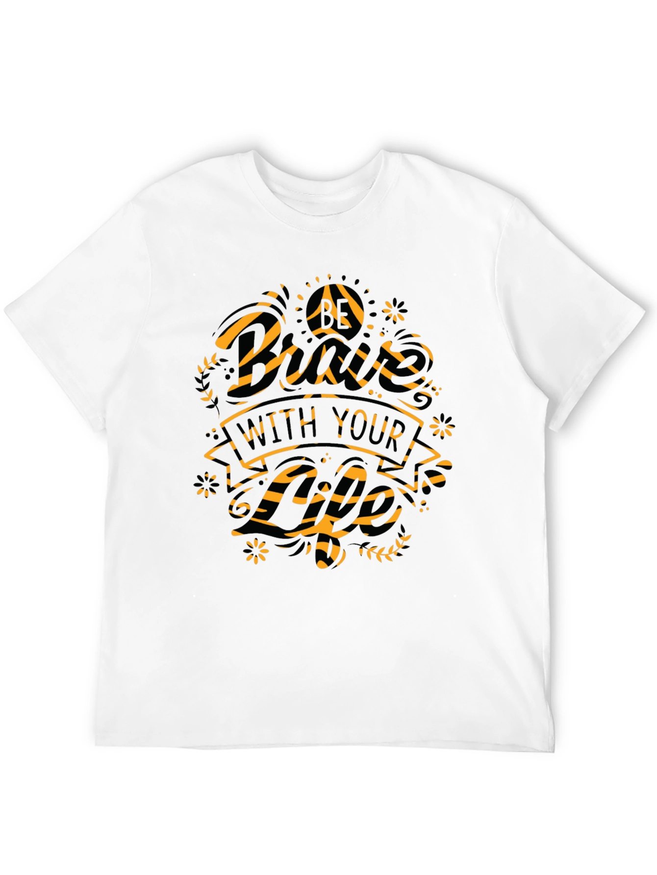 Graphic Print Mens Black Crew Neck T-Shirt