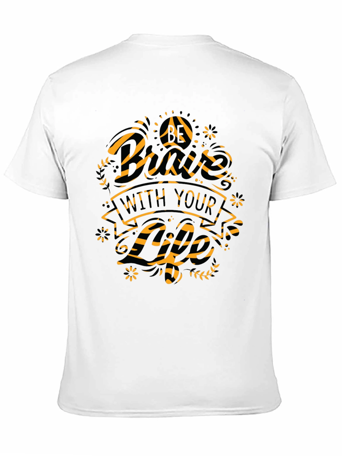 Graphic Print Mens Black Crew Neck T-Shirt