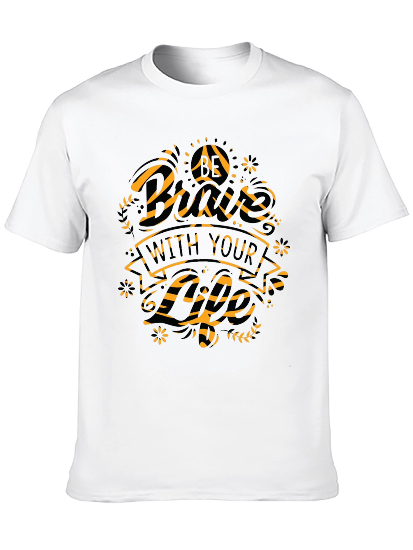 Graphic Print Mens Black Crew Neck T-Shirt