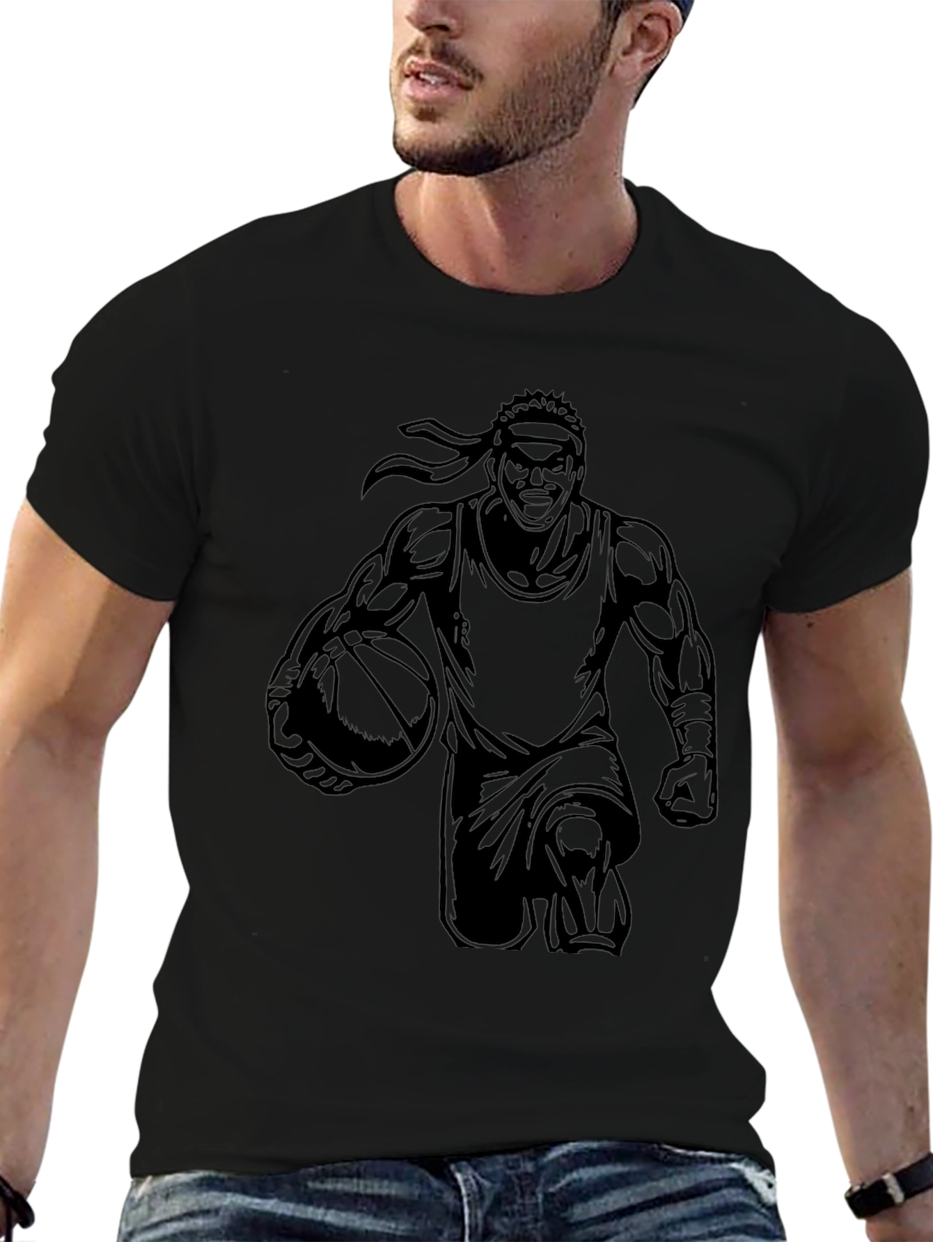 Basketball Player Graphic Black T-Shirt