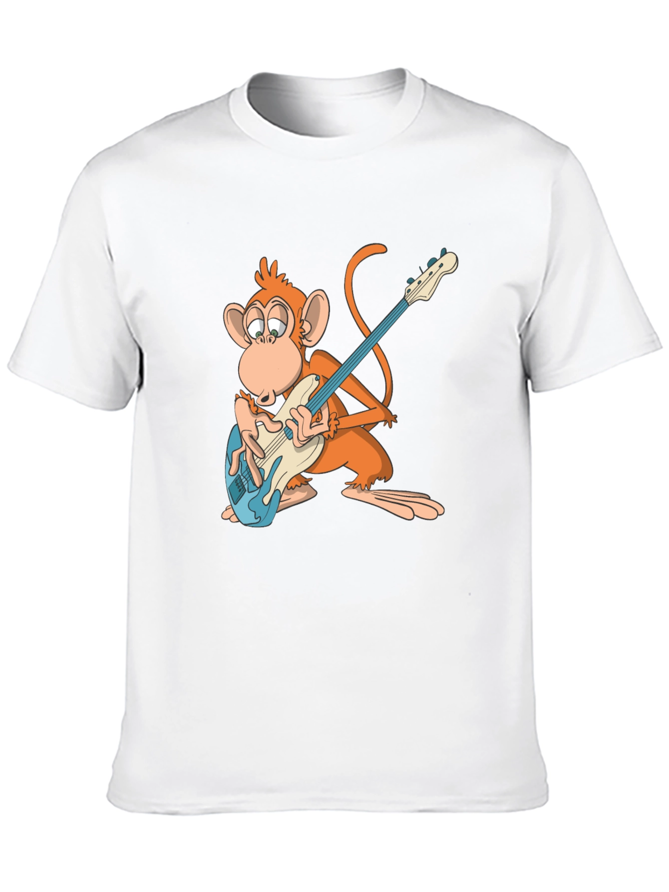 Monkey Guitarist Graphic Tee - Black Cotton T-Shirt